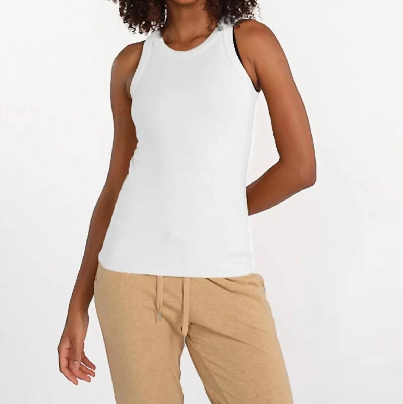 Microluxe Rib Tank Top In White