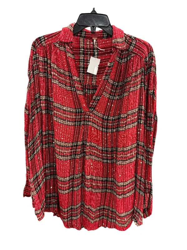 Blouse Long Sleeve By Free People In Red, Size: S