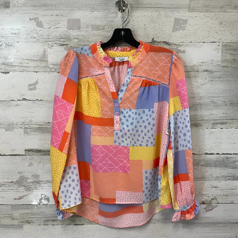 Blouse Long Sleeve By Fate In Orange, Size: S