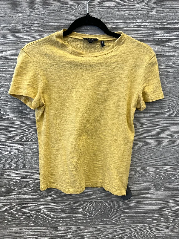 Top Short Sleeve By Theory In Yellow, Size: S