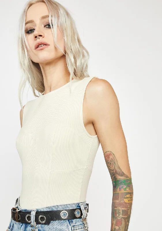 Oatmeal Bustier Silhouette Bodysuit