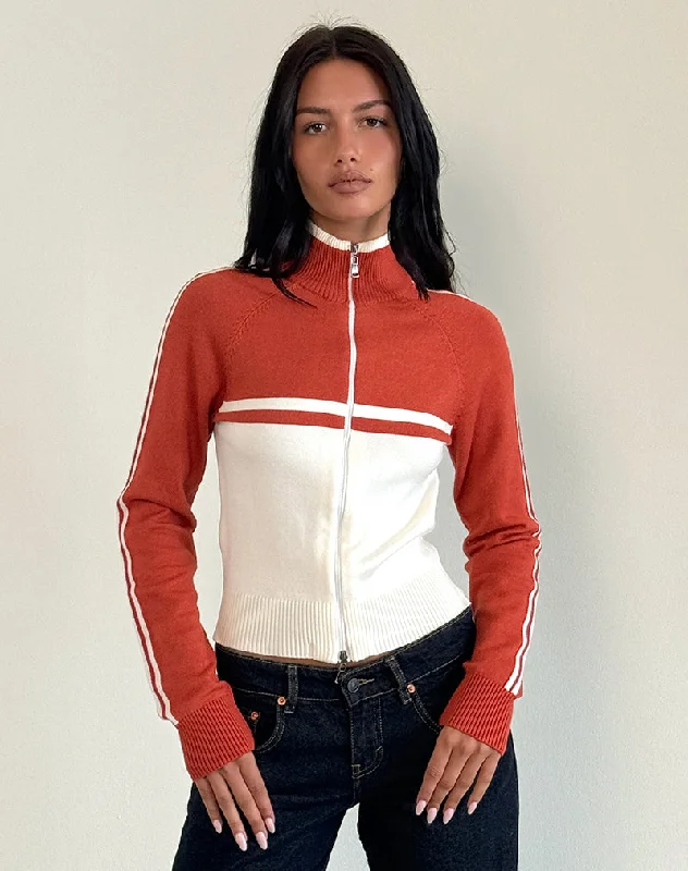 Talya Jacket in Panel Red with White