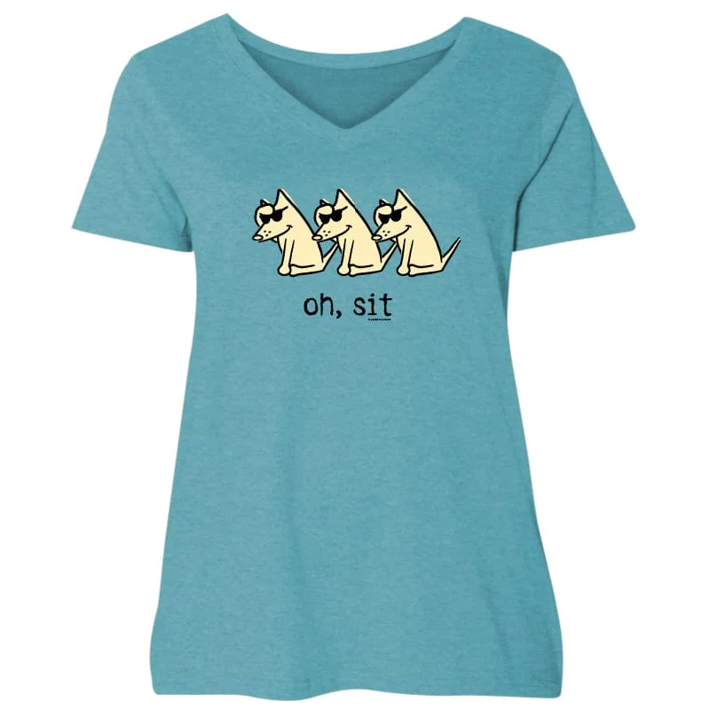 Oh Sit - Ladies Curvy V-Neck Tee