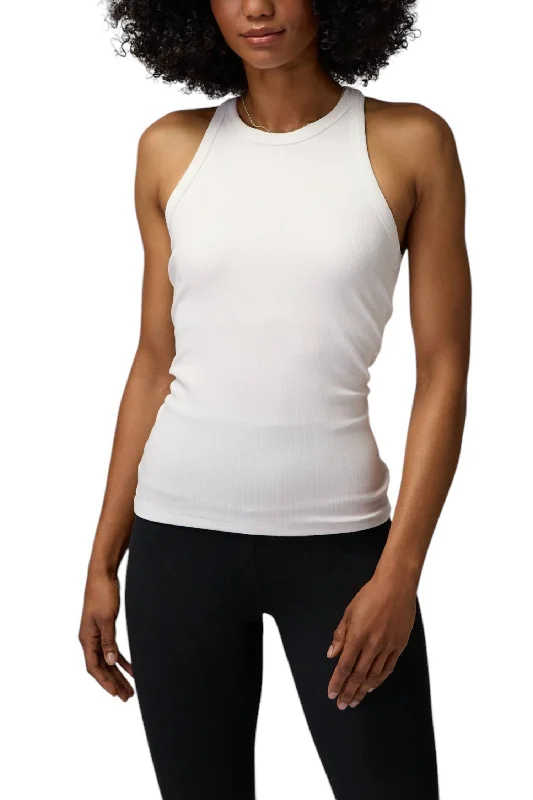 Slim Rib Tank Top In Cream