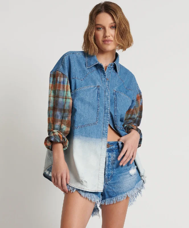 CIAO BLUE REVOLVER DENIM FLANNEL SHIRT