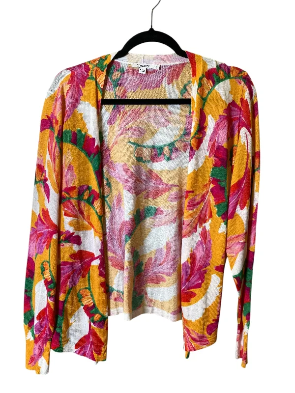 Cardigan By Chicos In Floral Print, Size: L