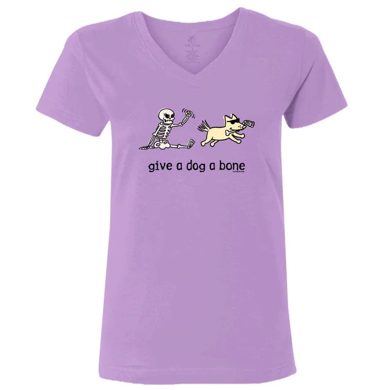 Give a Dog a Bone - Ladies T-Shirt V-Neck