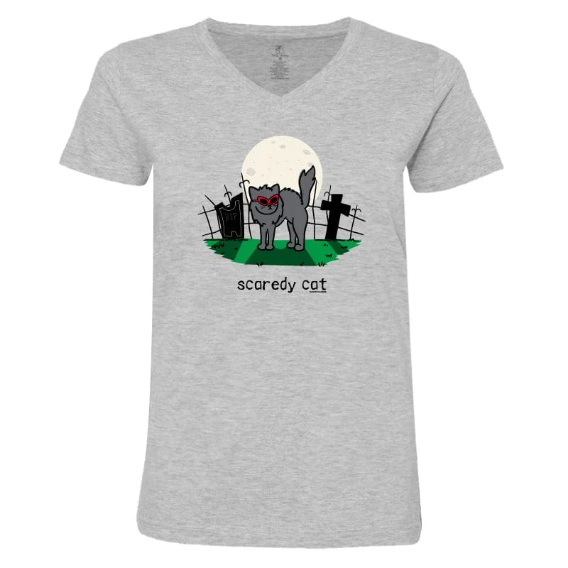 Scaredy Cat - Ladies T-Shirt V-Neck