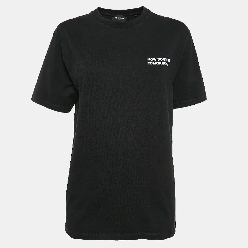 The Kooples Black Printed Cotton Jersey Crew Neck T-Shirt