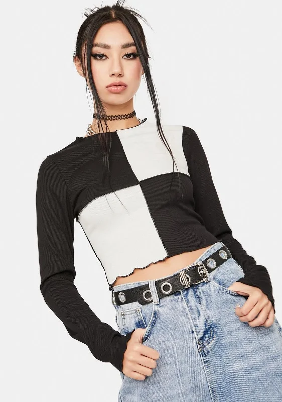 Dark Fool Me Once Colorblock Crop Top