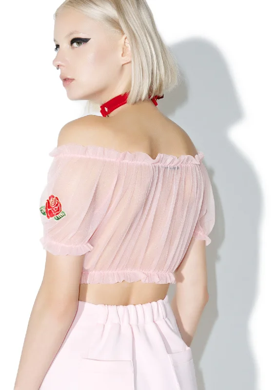 Sweet Sheer Rose Crop Top