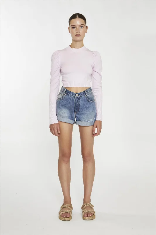 Early Access To Art Deco Styles Sale Soft-Pink High-Neck Crop-Jumper