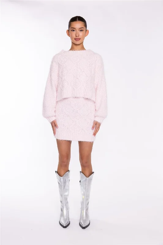 Mother's Day Special Icy-Pink Cable-Knit Jumper