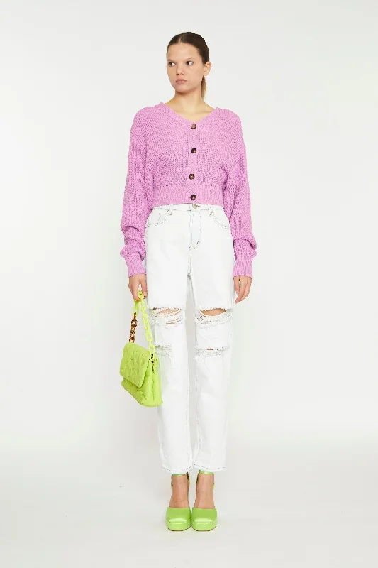 Chic Outfits Orchid Pink Button Front Cropped Cardigan