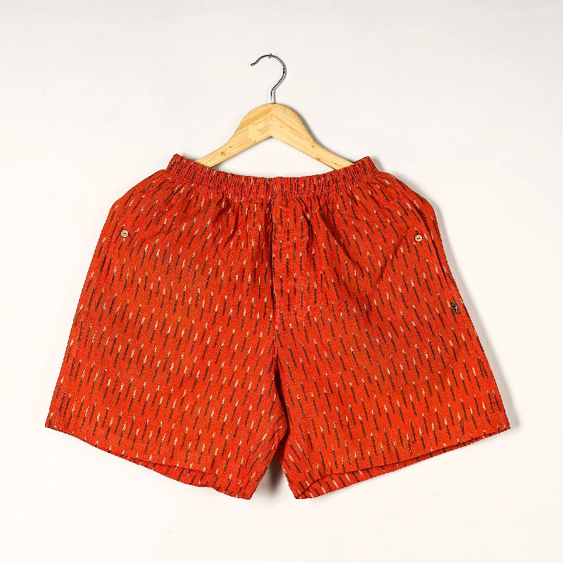 Orange - Pochampally Ikat Cotton Unisex Boxer/Shorts