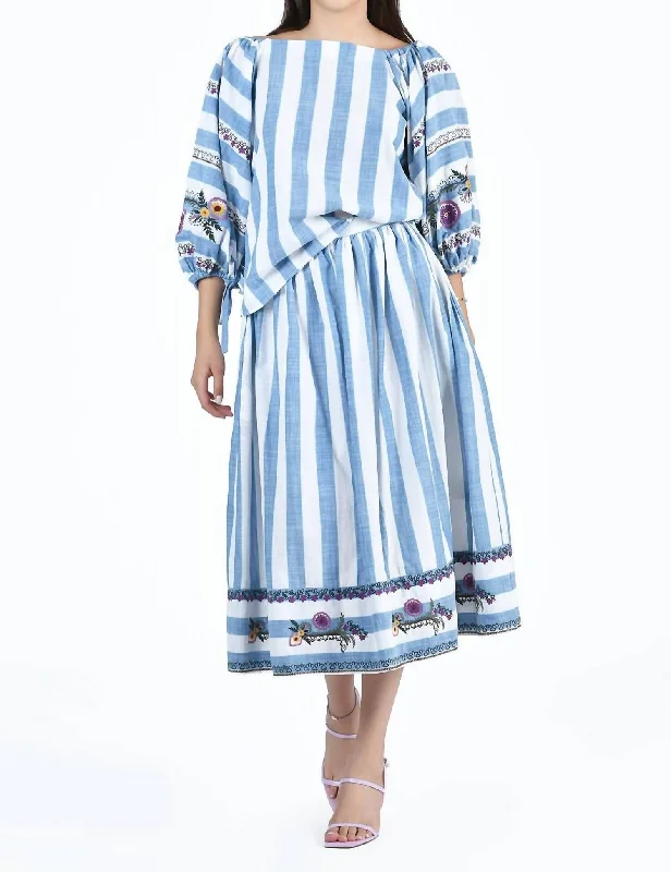 Gabriel Skirt In Blue Stripes