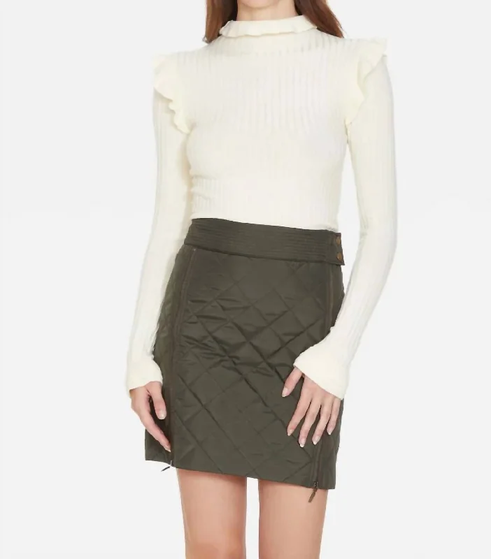 Jette Quilted Mini Skirt In Army