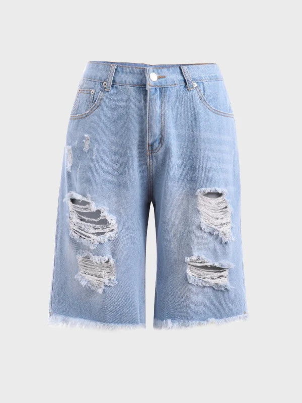 Midsize Faddish Ripped Shorts