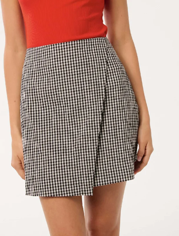 Nolani Gingham Wrap Mini Skirt