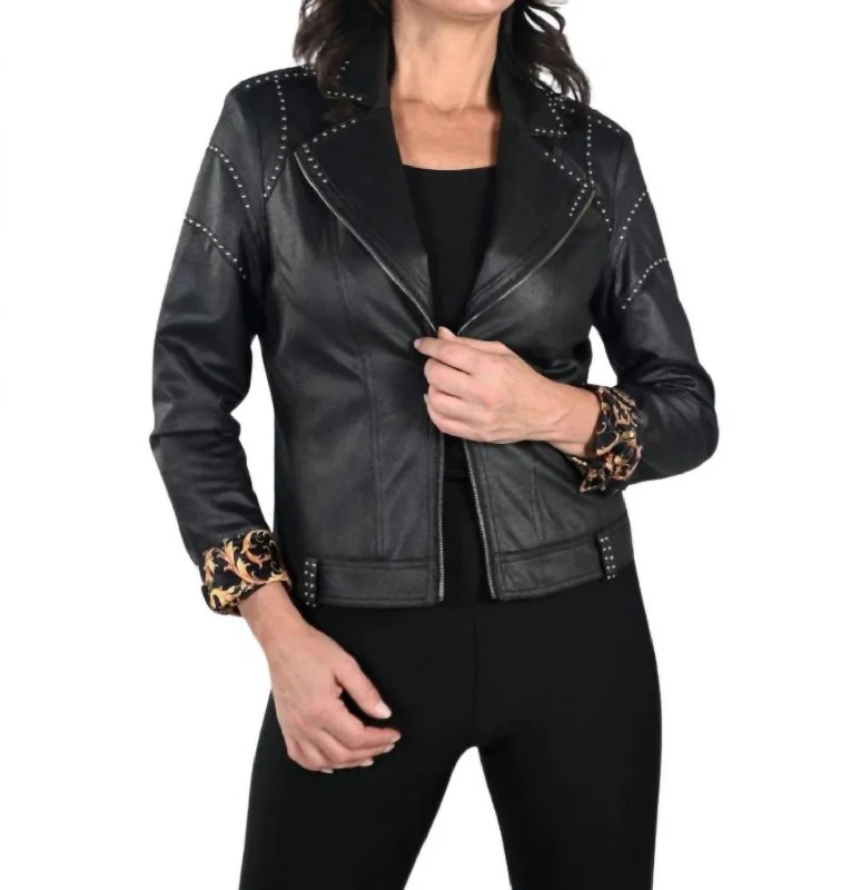 Faux Suede Jacket In Black