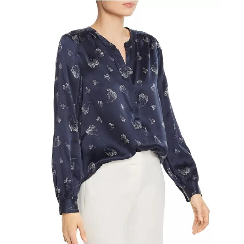 Joie Women's Mintee Midnight Silk Blouse with Heart Print