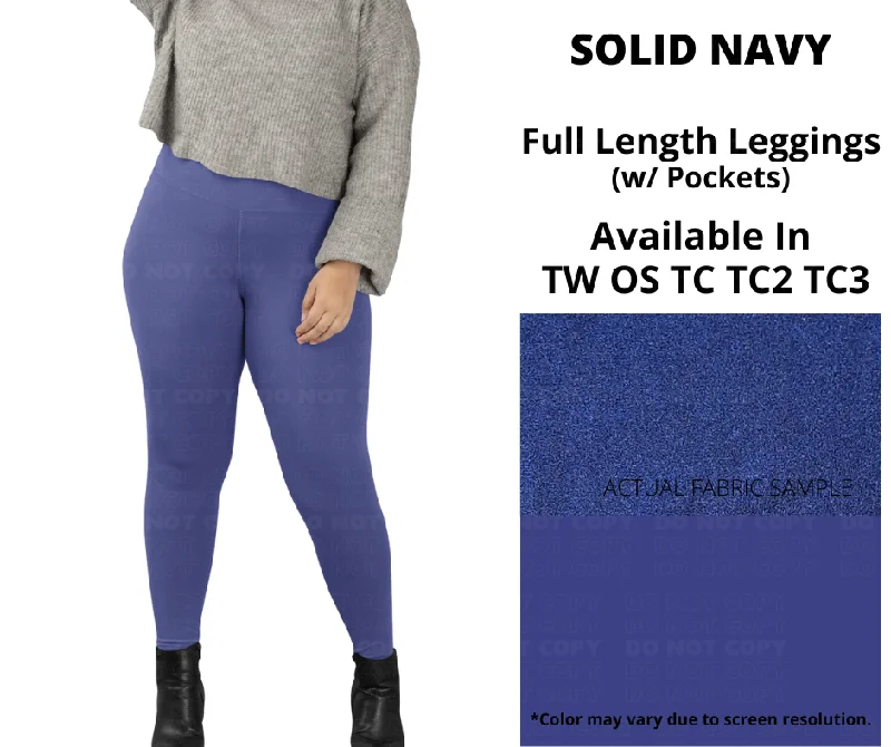 Solid Navy Full Length w/ Pockets